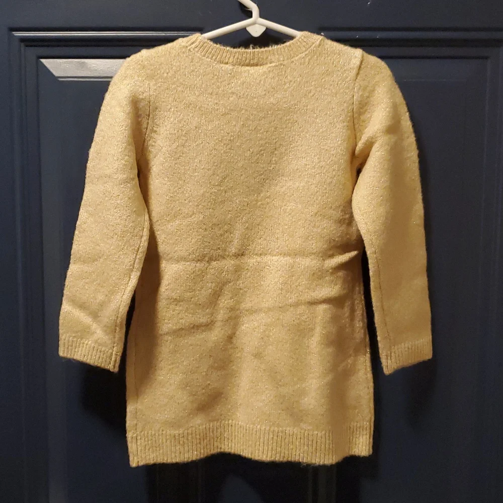 NWT The Children's Place Toddler Girls Toasted Cashew Sequin Hearts Sweater - 2T